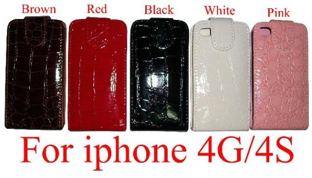 蘋果iPhone 4G/4S手機套皮套手機殼鱷魚紋上下開翻保護套外殼批發